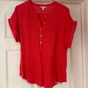Women's Red Button-Up Top